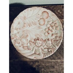 Horchow Cherub Pink and‎ White Decorative Ceramic Plates Set Of 8 EUC